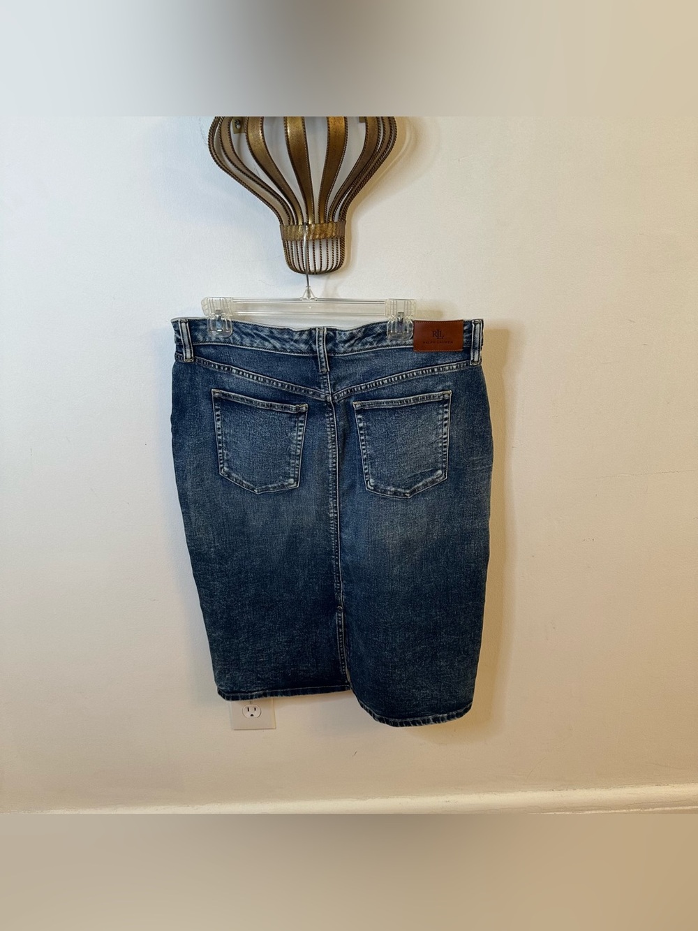 Lauren Ralph Lauren Blue Denim Jean Midi Pencil Skirt, Size 14W Classic Capsule - Picture 15 of 16